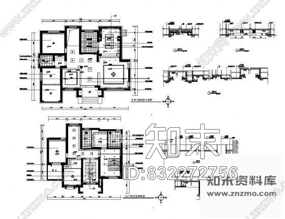 图块/节点别墅石膏板吊顶详图cad施工图下载【ID:832272756】