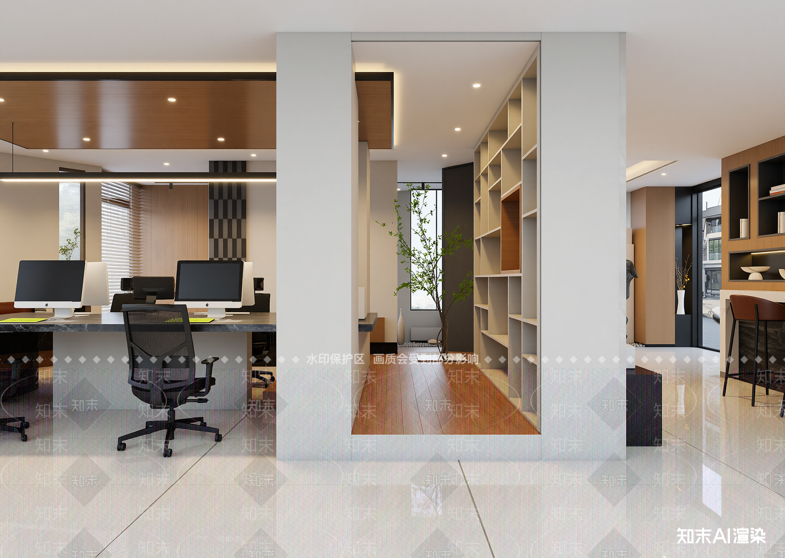 现代办公大厅3D模型下载【ID:1214399343】