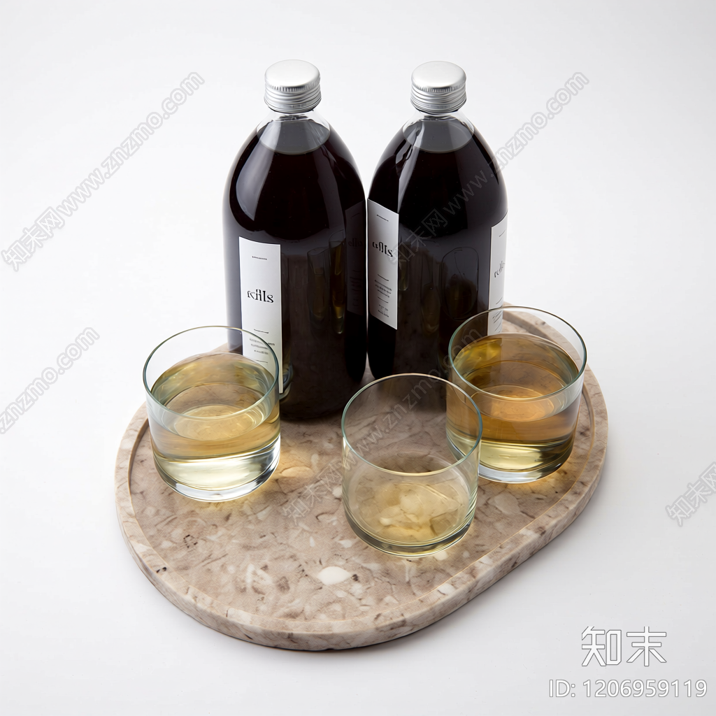 托盘饮品组合3D模型下载【ID:1206959119】