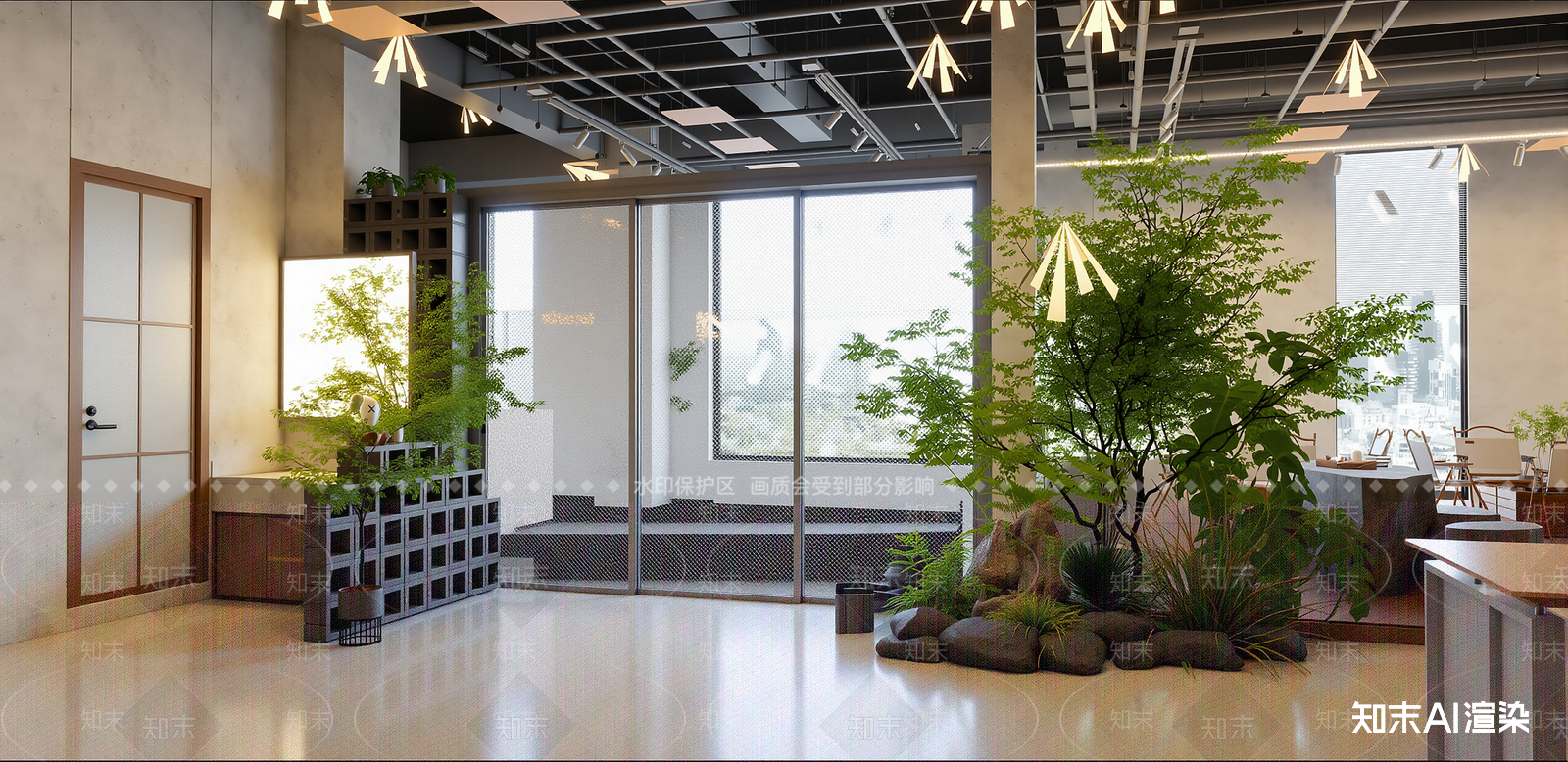 现代办公大堂SU模型下载【ID:1215927906】