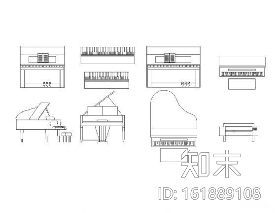 钢琴图块集cad施工图下载【ID:161889108】