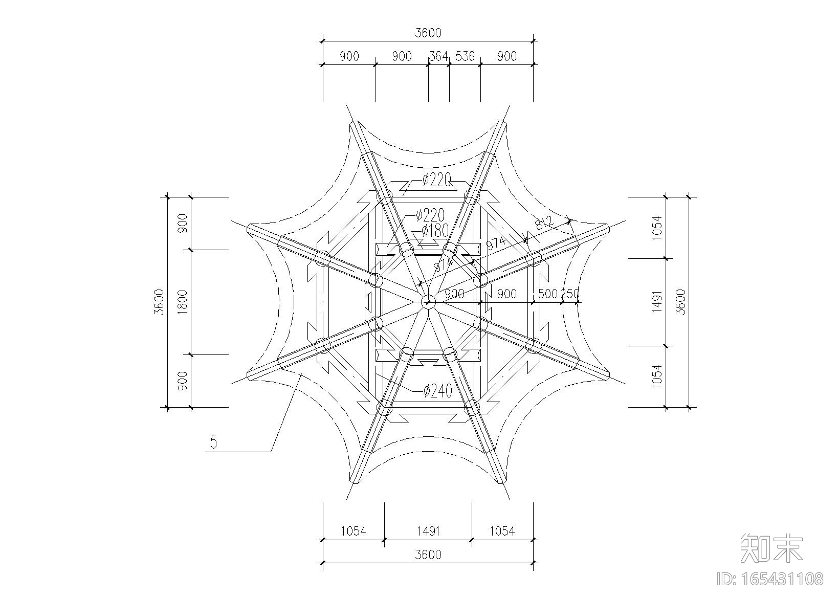 十六柱八角重檐亭施工图设计_含节点详图施工图下载【ID:165431108】