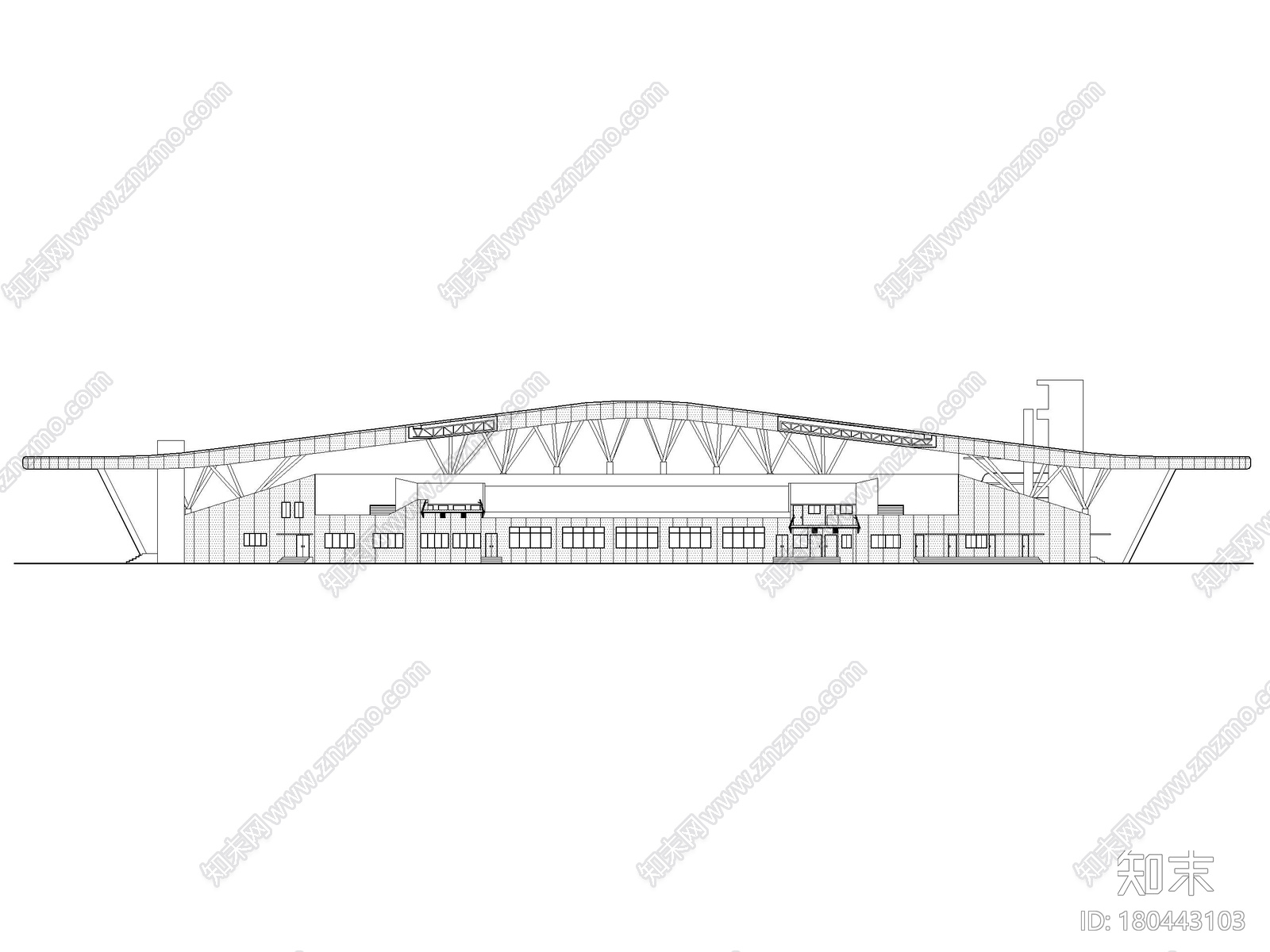 [广东]肇庆三层现代游泳馆建筑竣工图2018cad施工图下载【ID:180443103】