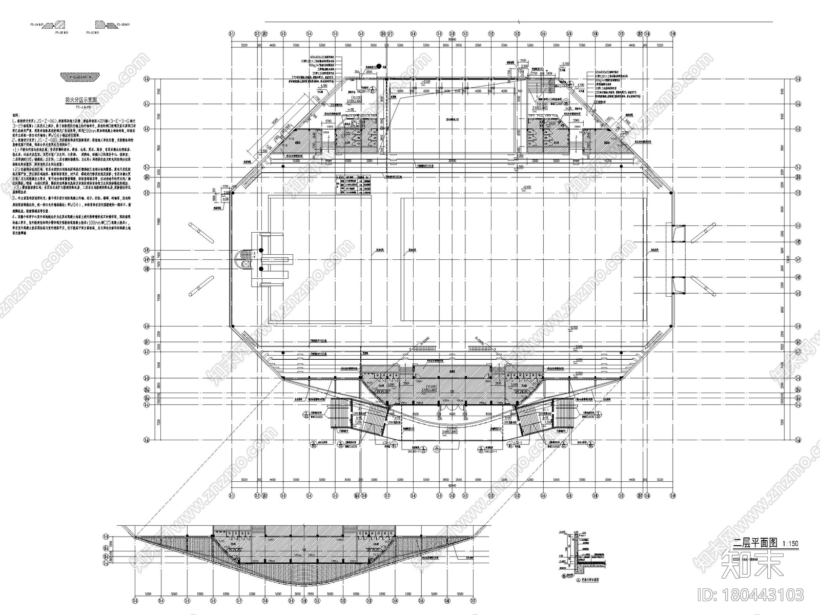 [广东]肇庆三层现代游泳馆建筑竣工图2018cad施工图下载【ID:180443103】