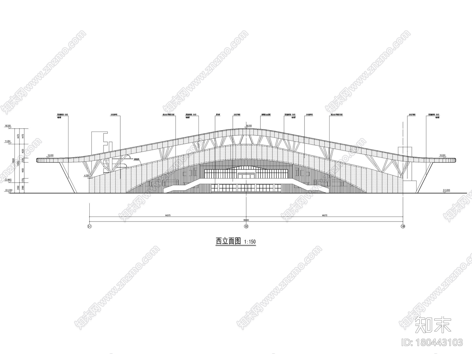 [广东]肇庆三层现代游泳馆建筑竣工图2018cad施工图下载【ID:180443103】