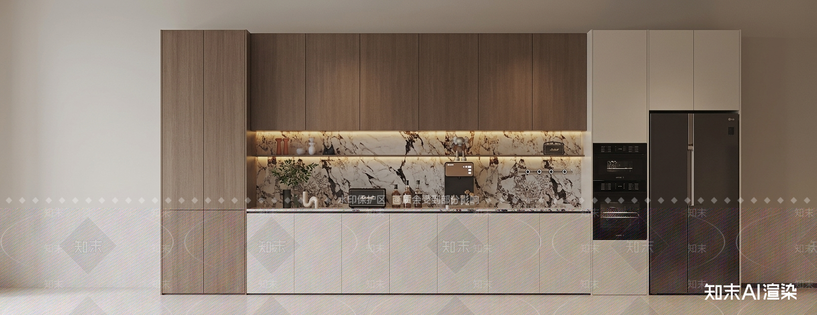 组合式餐边柜封闭式厨房3D模型下载【ID:1227574679】