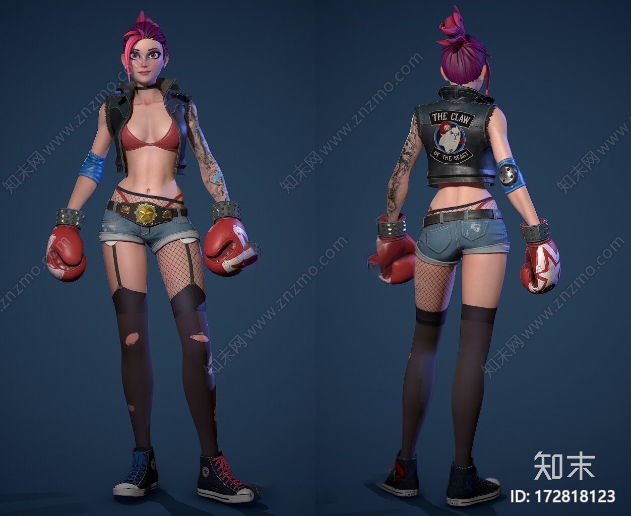 现代女拳击手CG模型下载【ID:172805106】