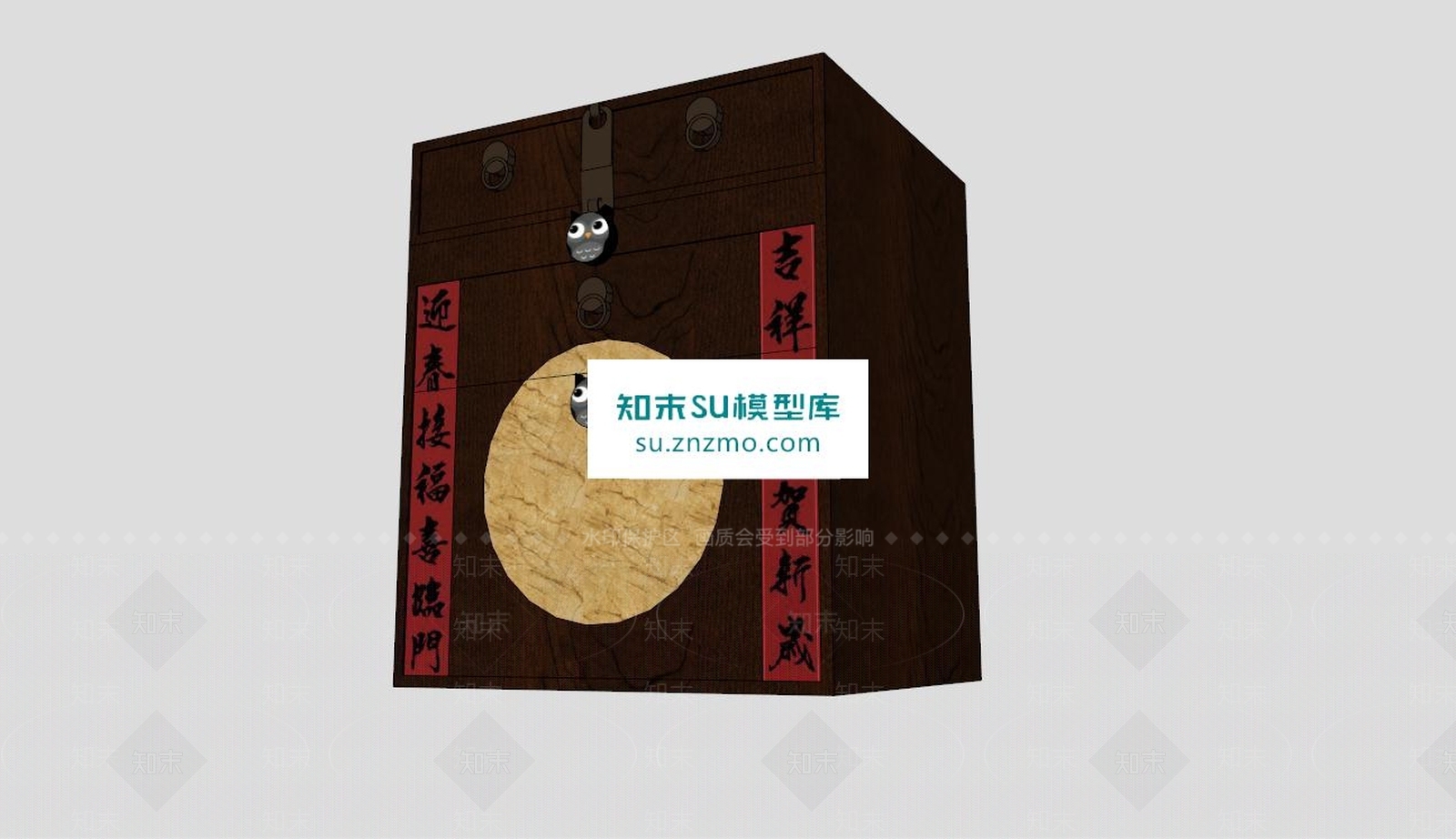 复古中式柜子SU模型下载【ID:162412163】
