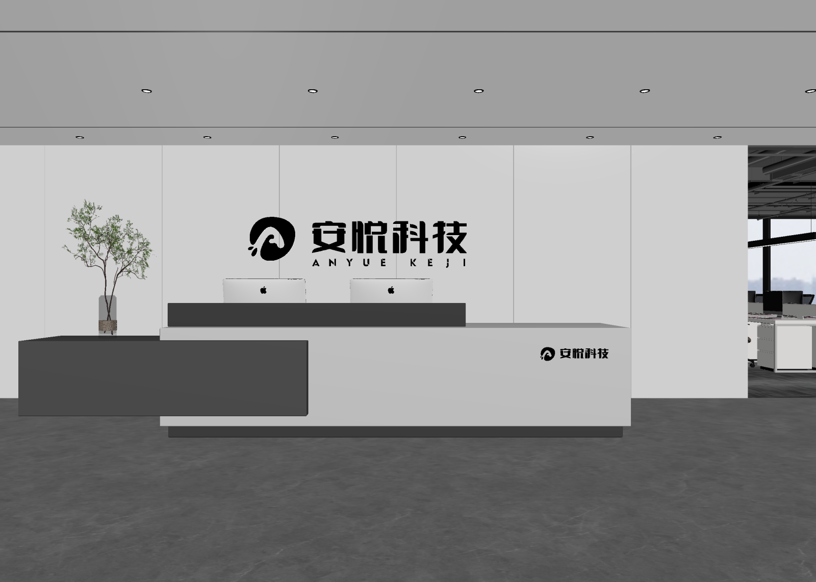 现代办公大厅3D模型下载【ID:1214271498】