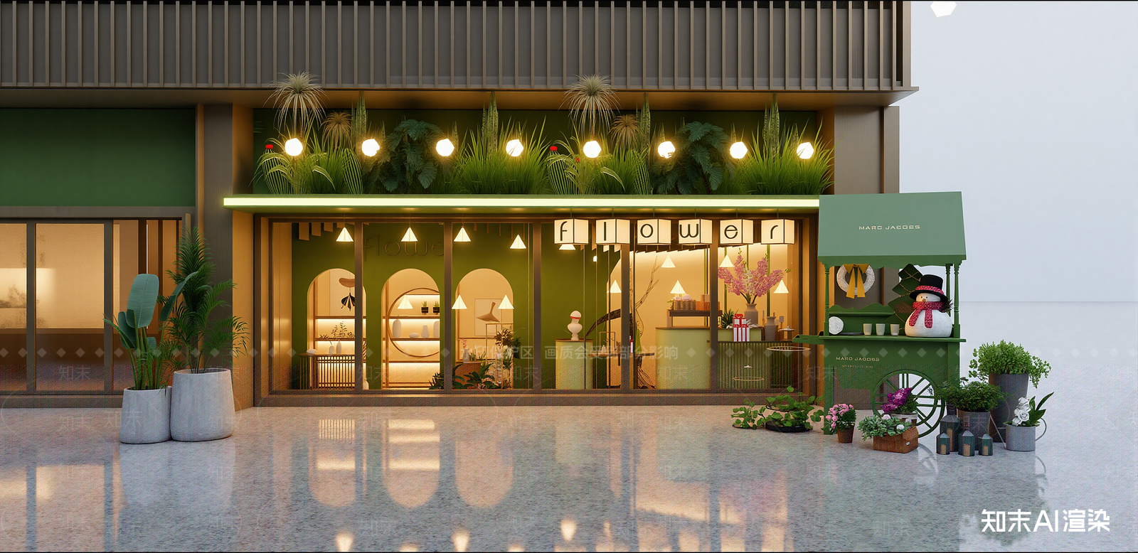 现代花店SU模型草图