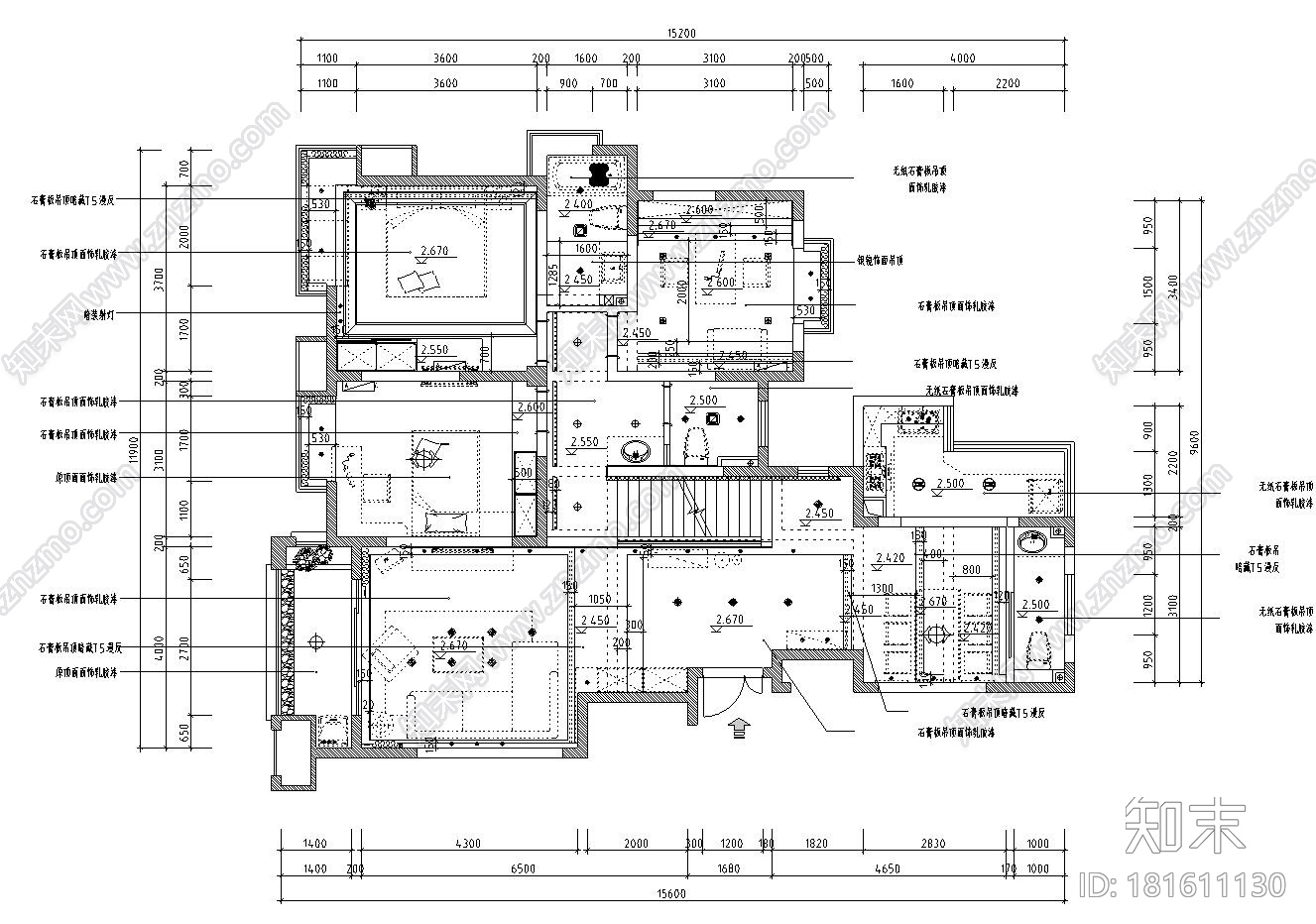 [安徽]安庆.香水百合室内施工图设计（CAD+施工图）施工图下载【ID:181611130】