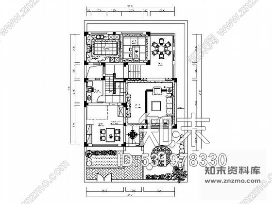 施工图江苏新港名城花园新中式三层别墅室内装修设计施工图(含效果)cad施工图下载【ID:531978330】