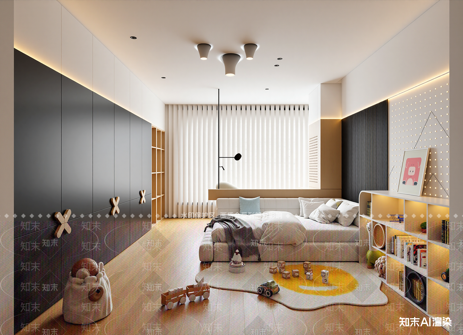 现代男孩房3D模型下载【ID:1215087148】