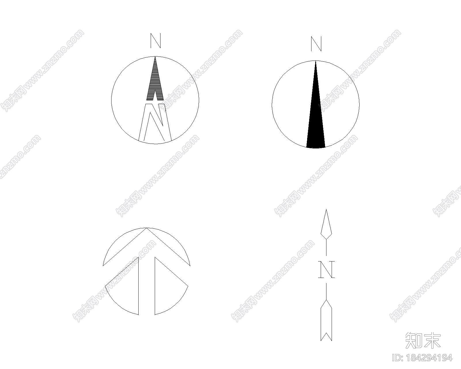 指北针（12）cad施工图下载【ID:184294194】