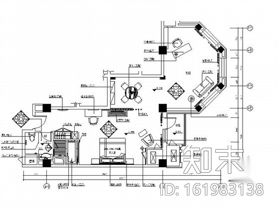 [天津]某豪华酒店行政套房B户型装修图cad施工图下载【ID:161983138】