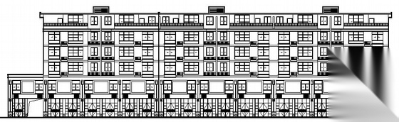 某五层商住楼建筑施工图（包阁楼六层）cad施工图下载【ID:168463190】