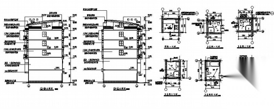 某五层商住楼建筑施工图（包阁楼六层）cad施工图下载【ID:168463190】