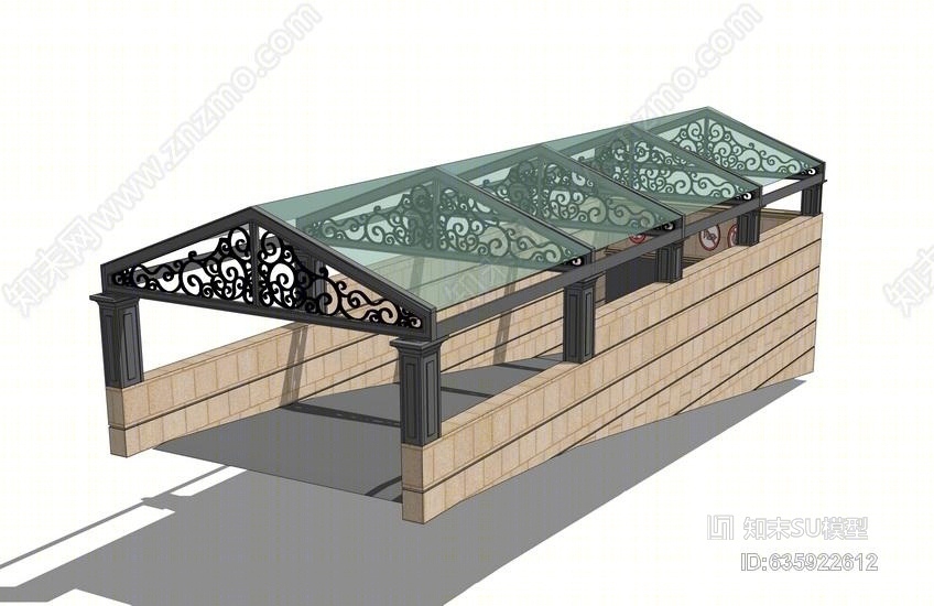 地下车库出入口SU模型下载【ID:635922612】