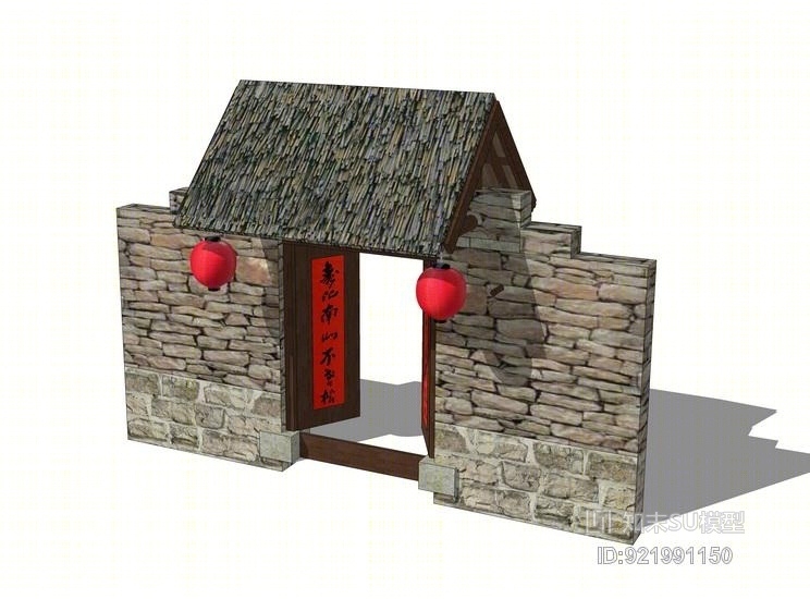 农家乐门头SU模型下载【ID:921991150】