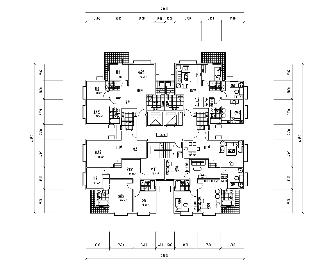 [广东]深圳兰庭小区建筑施工图设计cad施工图下载【ID:149555158】
