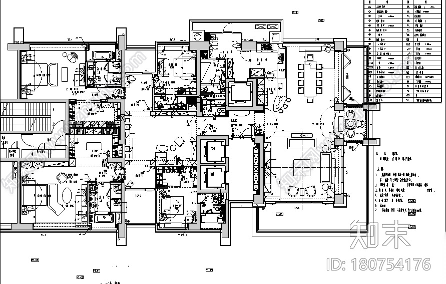 [广东]深圳一方T1-B样板房设计施工图（附效果图+材料表...施工图下载【ID:180754176】