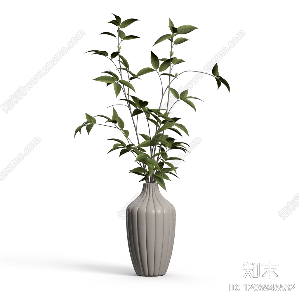 花瓶盆栽装饰3D模型下载【ID:1206946532】
