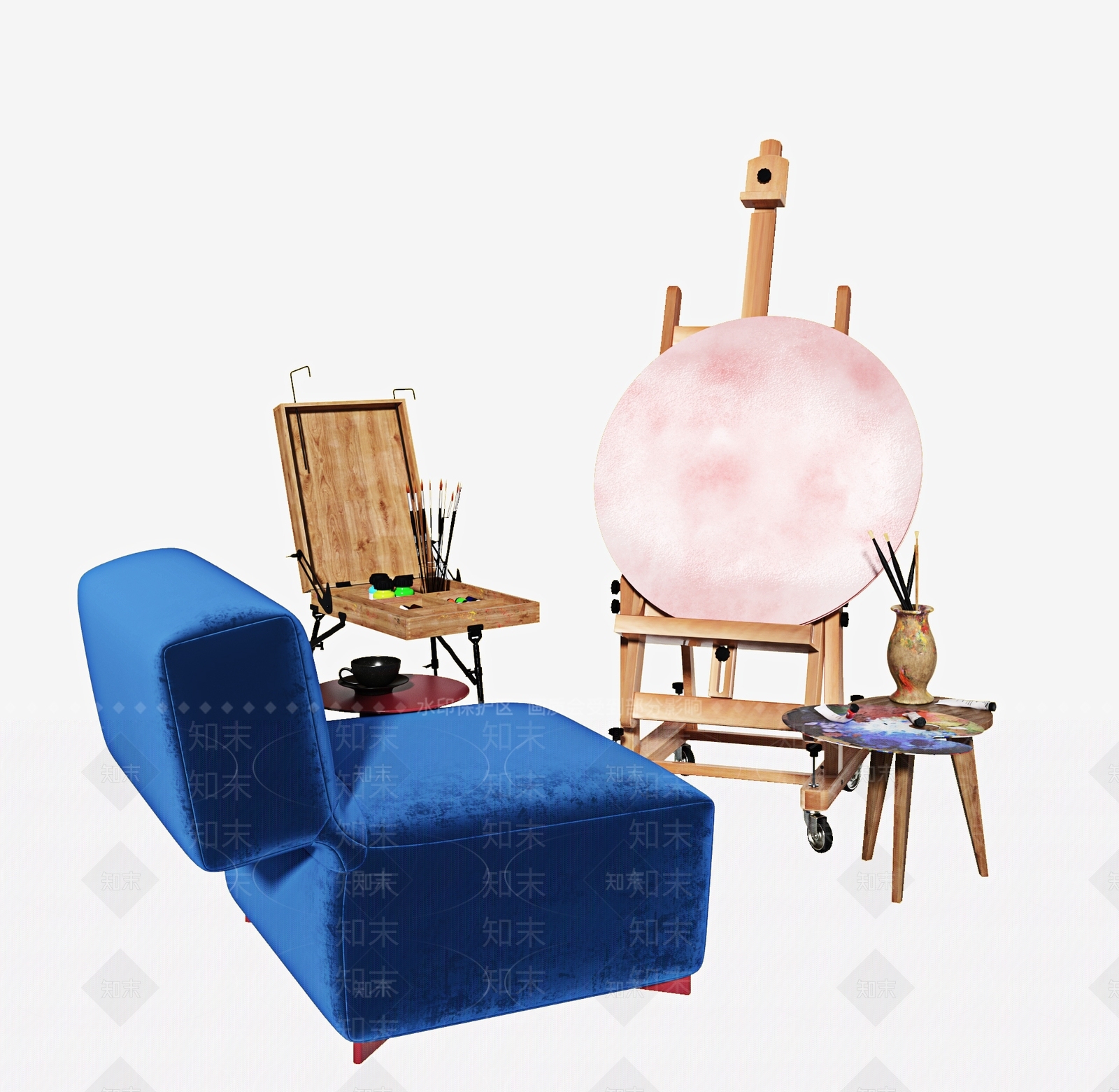 现代画具3d模型下载【id:194319056】