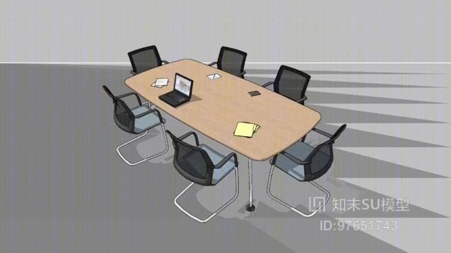 办公桌椅组合SU模型下载【ID:97651743】
