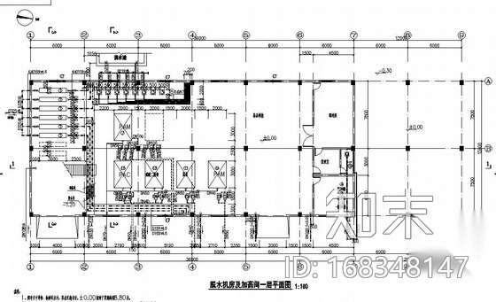 某污泥浓缩池脱水机房详图cad施工图下载【ID:168348147】