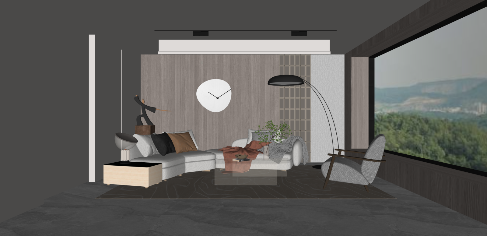 现代家居客厅SU模型下载【ID:1215973841】