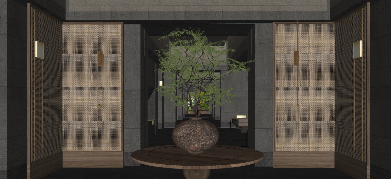 现代酒店入口SU模型下载【ID:1222126508】