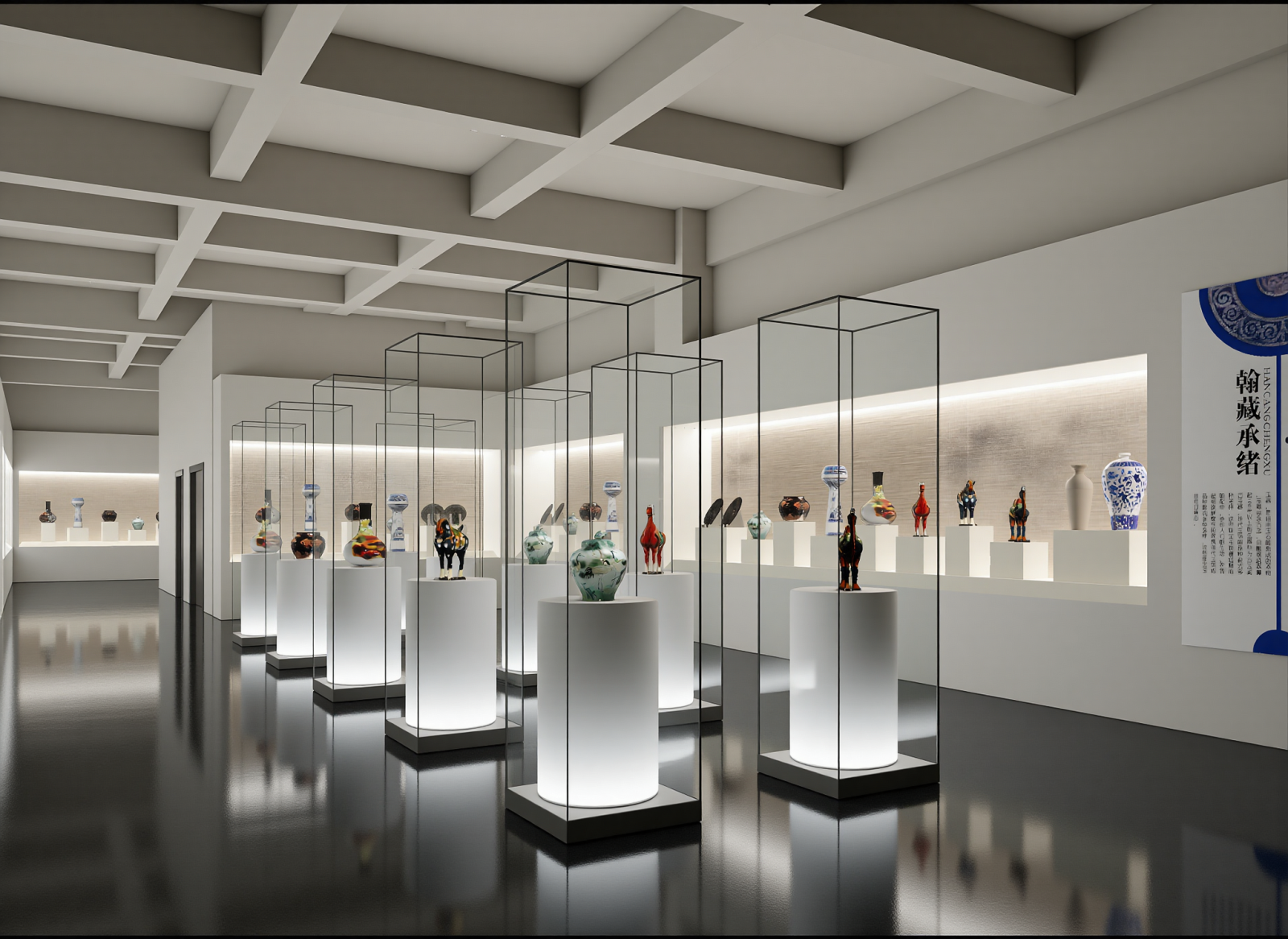 现代陶瓷展厅3D模型下载【ID:1215035329】