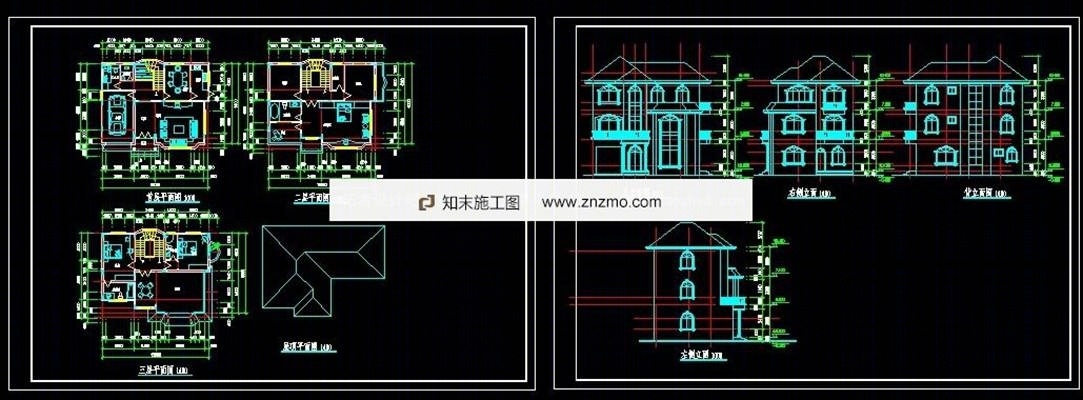 多层别墅户型建施-4cad施工图下载【ID:56951158】