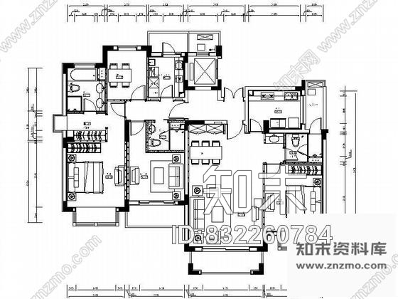 图块/节点万科家居三居室样板房设计图平面cad施工图下载【ID:832260784】