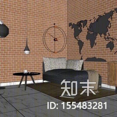 现代布艺贵妃椅SU模型下载【ID:155483281】