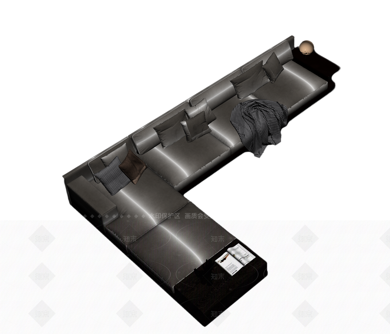 现代L型沙发组合3D模型下载【ID:1205544803】