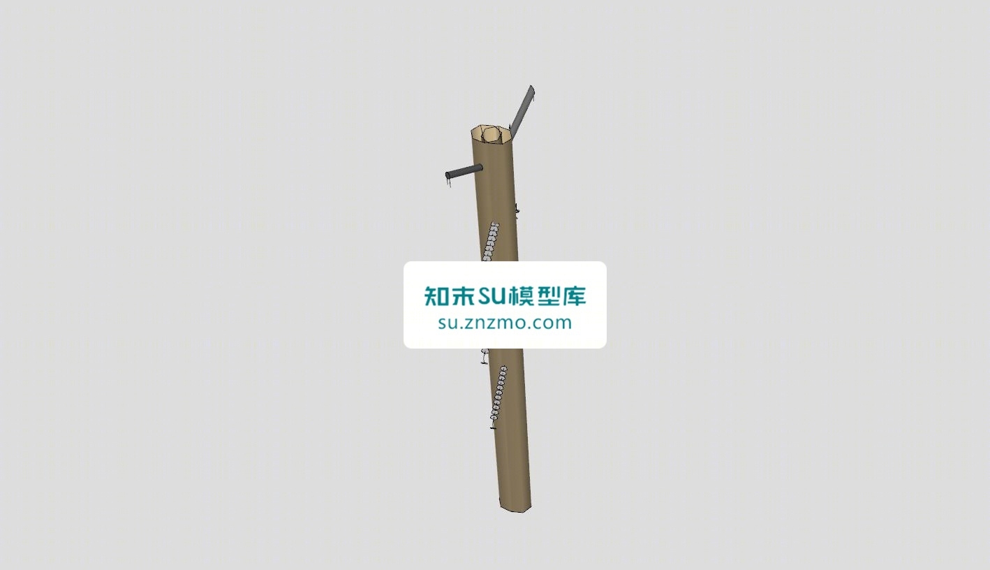 六线混凝土电线杆SU模型下载【ID:148507155】