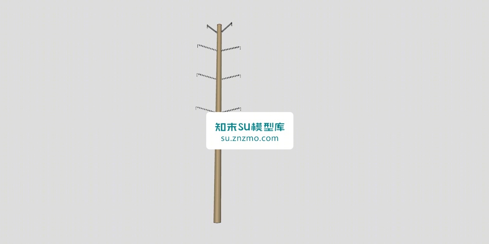 六线混凝土电线杆SU模型下载【ID:148507155】