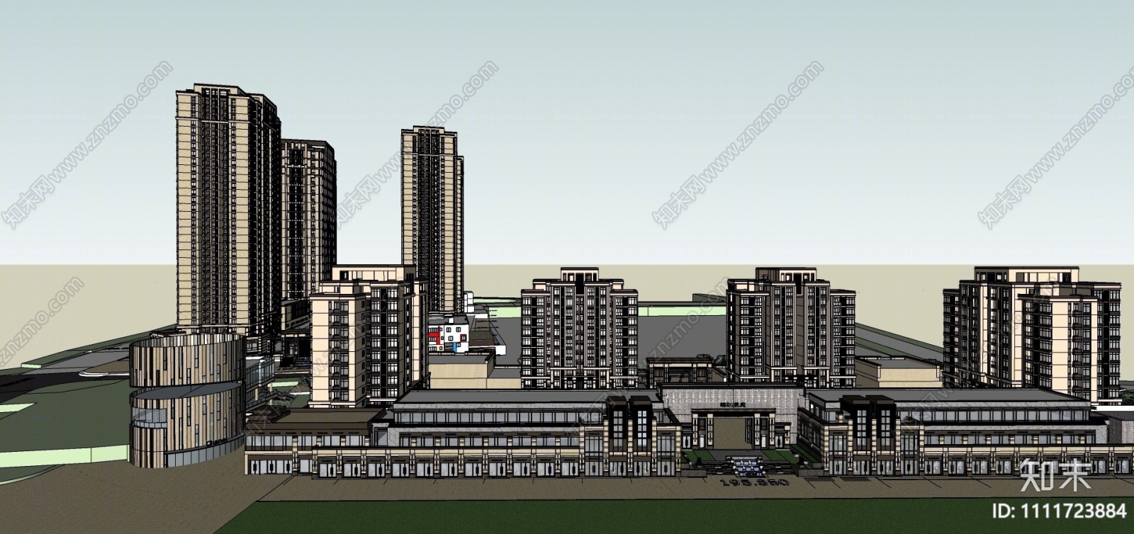 现代住宅建筑SU模型下载【ID:1111723884】