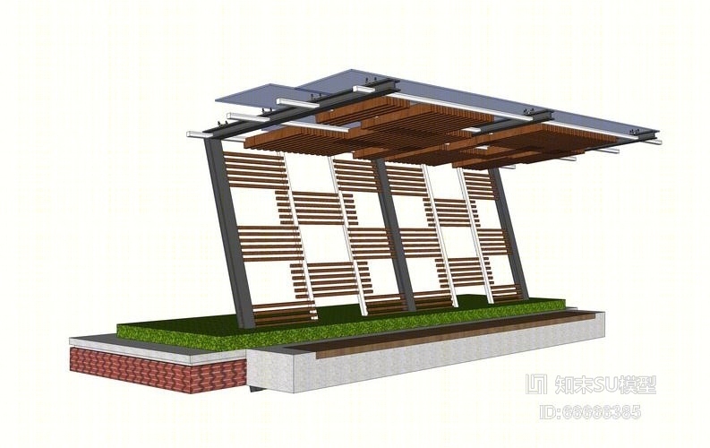 现代廊架SU模型下载【ID:66666385】