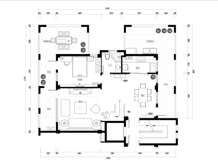 星海湾家装设计完整施工图及高清效果图cad施工图下载【ID:161689125】