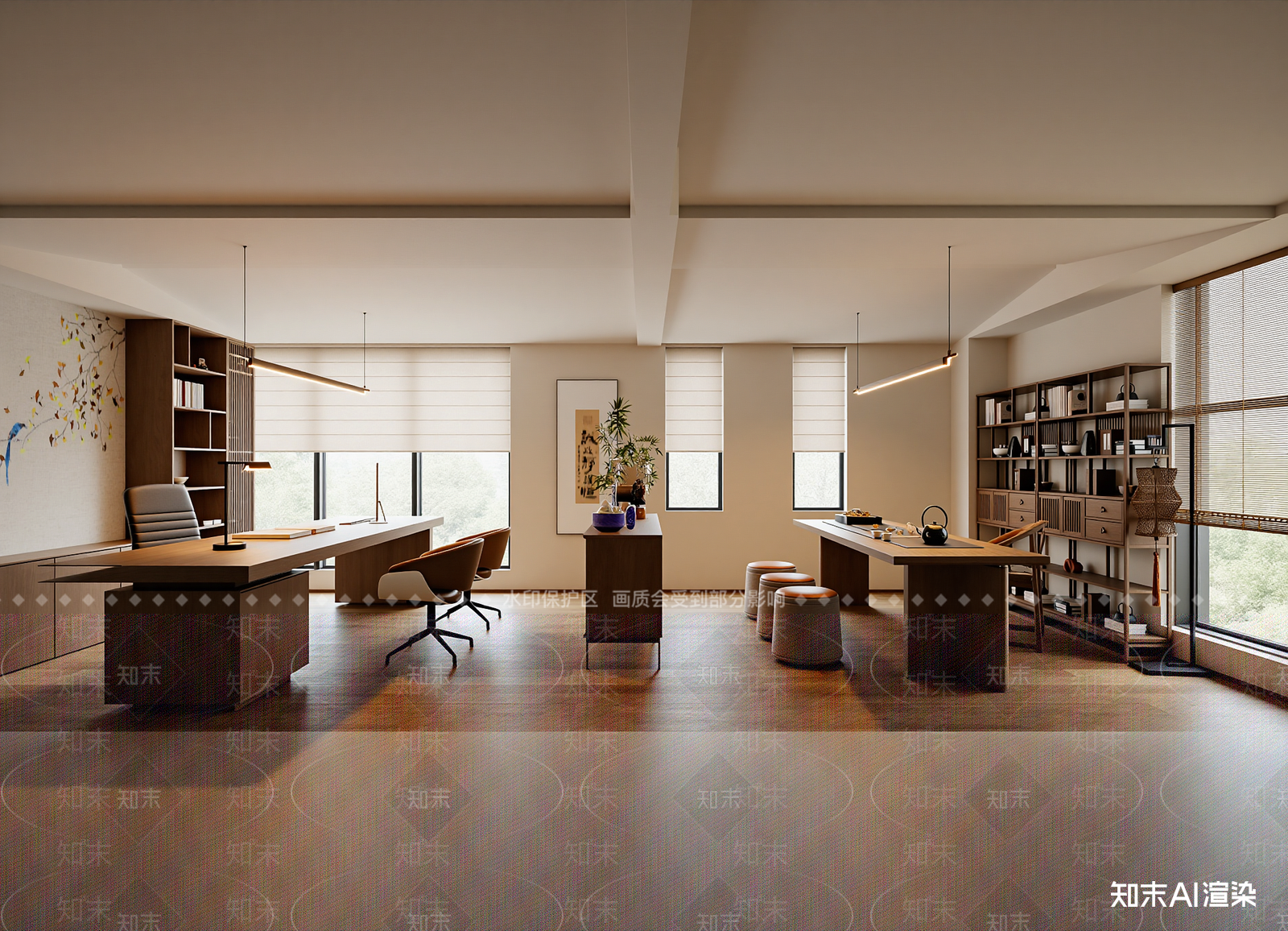 新中式办公室3D模型下载【ID:1215924057】