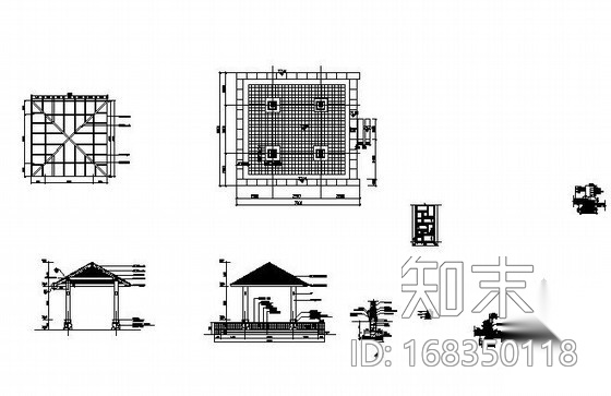 中式现代四角亭施工大样施工图下载【ID:168350118】