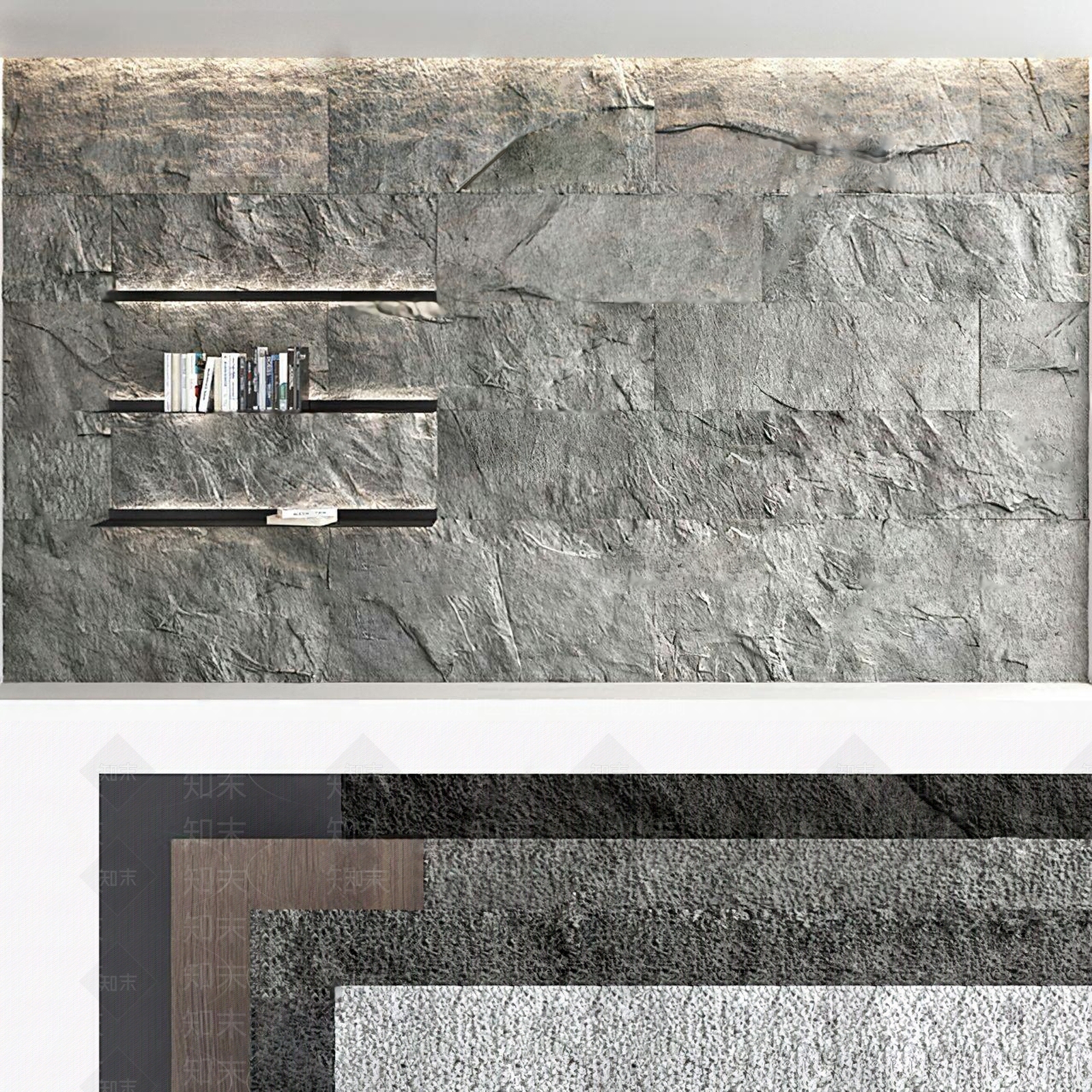 现代文化石岩板背景墙3D模型下载【ID:1116097687】