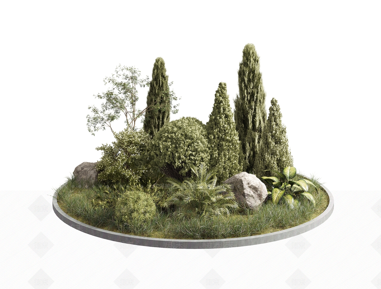 现代植物堆园艺小品3D模型下载【ID:1112050533】