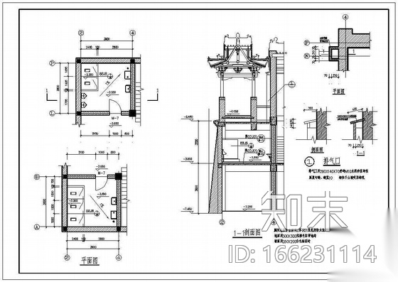 某中式古建厕所建筑扩初图施工图下载【ID:166231114】