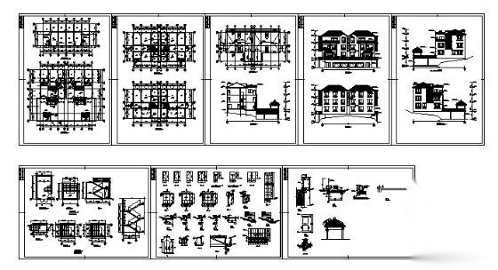 广东某三层别墅建筑施工图cad施工图下载【ID:149922197】