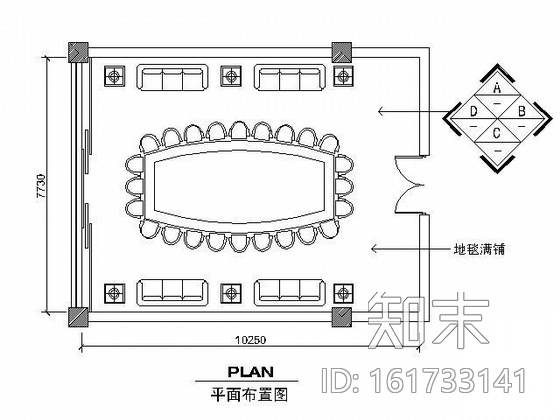 三个会议室设计图纸cad施工图下载【ID:161733141】