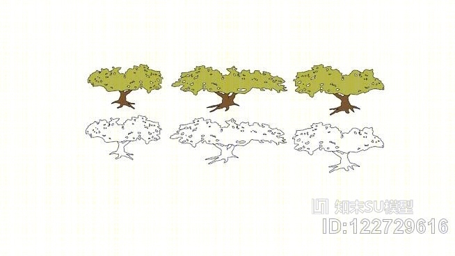 简单二维橄榄树SU模型下载【ID:122729616】