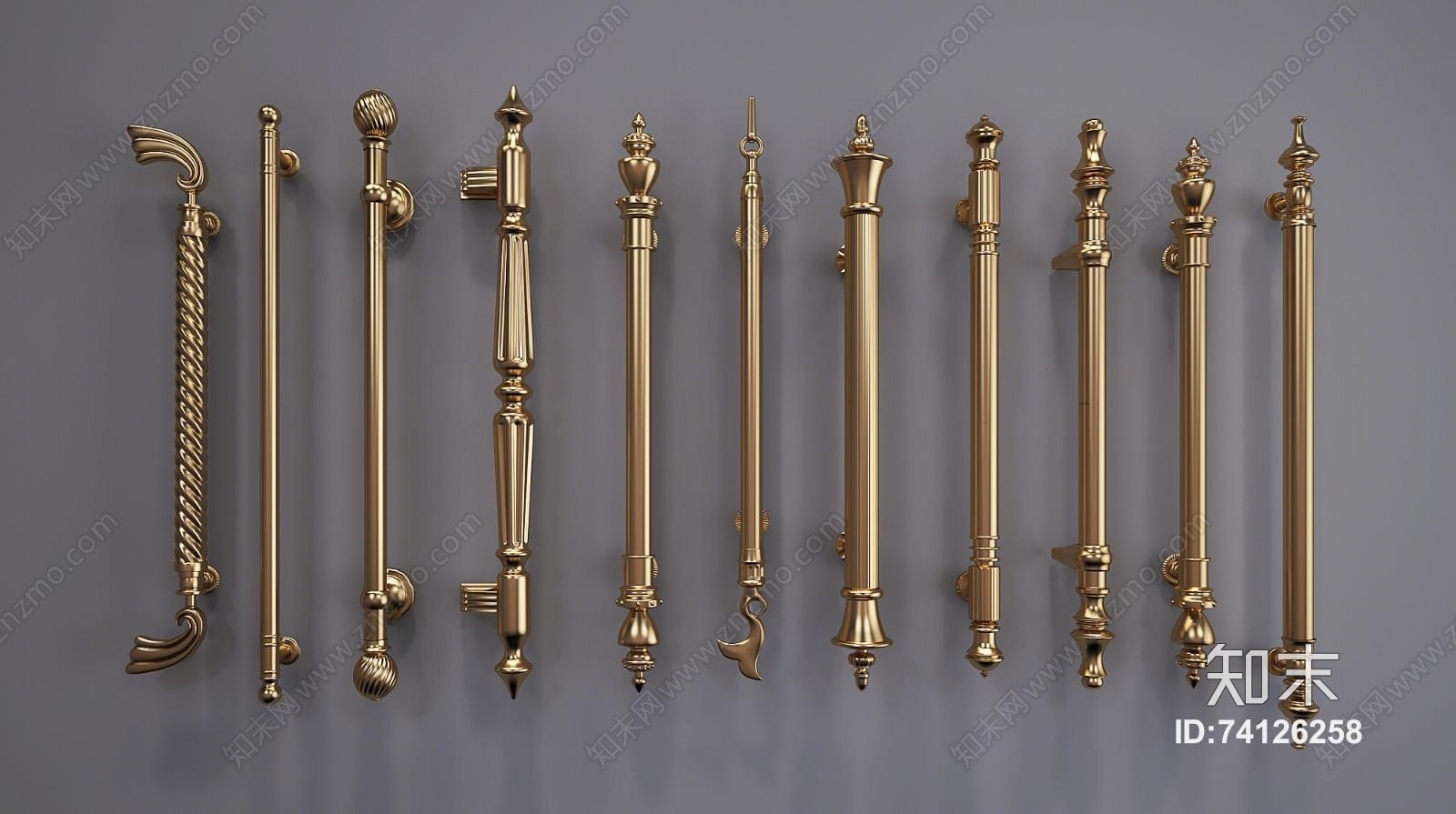 金属门把手拉手3D模型下载【ID:74126258】